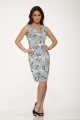 Y017345 Teal Gray Floral Dress