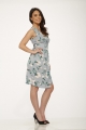 Y017345 Teal Gray Floral Dress