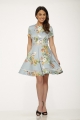 Y017984 Mint Floral Satin Dress