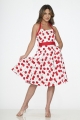 22111 White Red Cherry Halter Dress