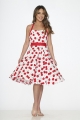 22111 White Red Cherry Halter Dress