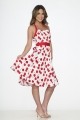 22111 White Red Cherry Halter Dress