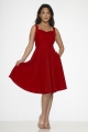 3087 Red Velvet Swing Dress