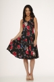 20351 Black Red Floral Dress