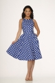 21921 Blue White Polka Dot Swing Dress