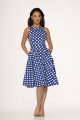 21921 Blue White Polka Dot Swing Dress