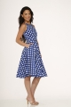 21921 Blue White Polka Dot Swing Dress