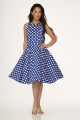 21921 Blue White Polka Dot Swing Dress