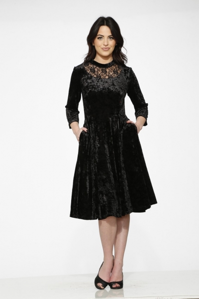 20110 Black Diamond Velvet Dress