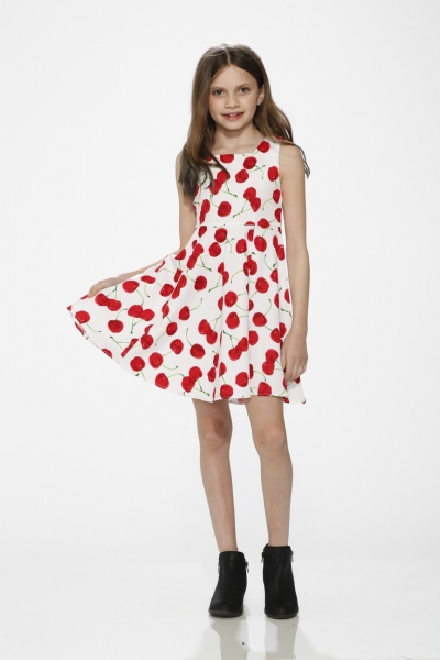 70011 Girl's Cherry Dress in White