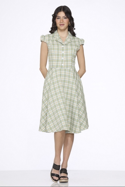 23262 Green Plaid Swing Dress