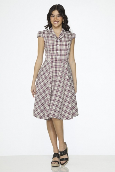 23263 Purple Plaid Swing Dress