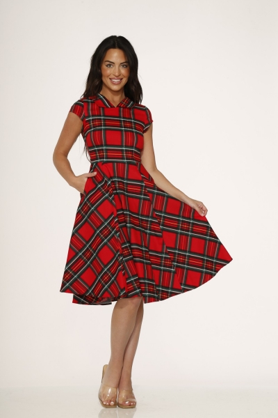 23990 Red Plaid Swing Dress