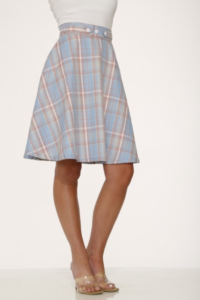 49330 Blue Pink Plaid Skirt