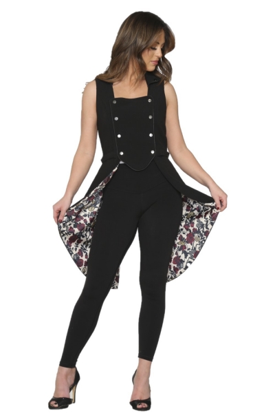 34020 Black Floral Vest