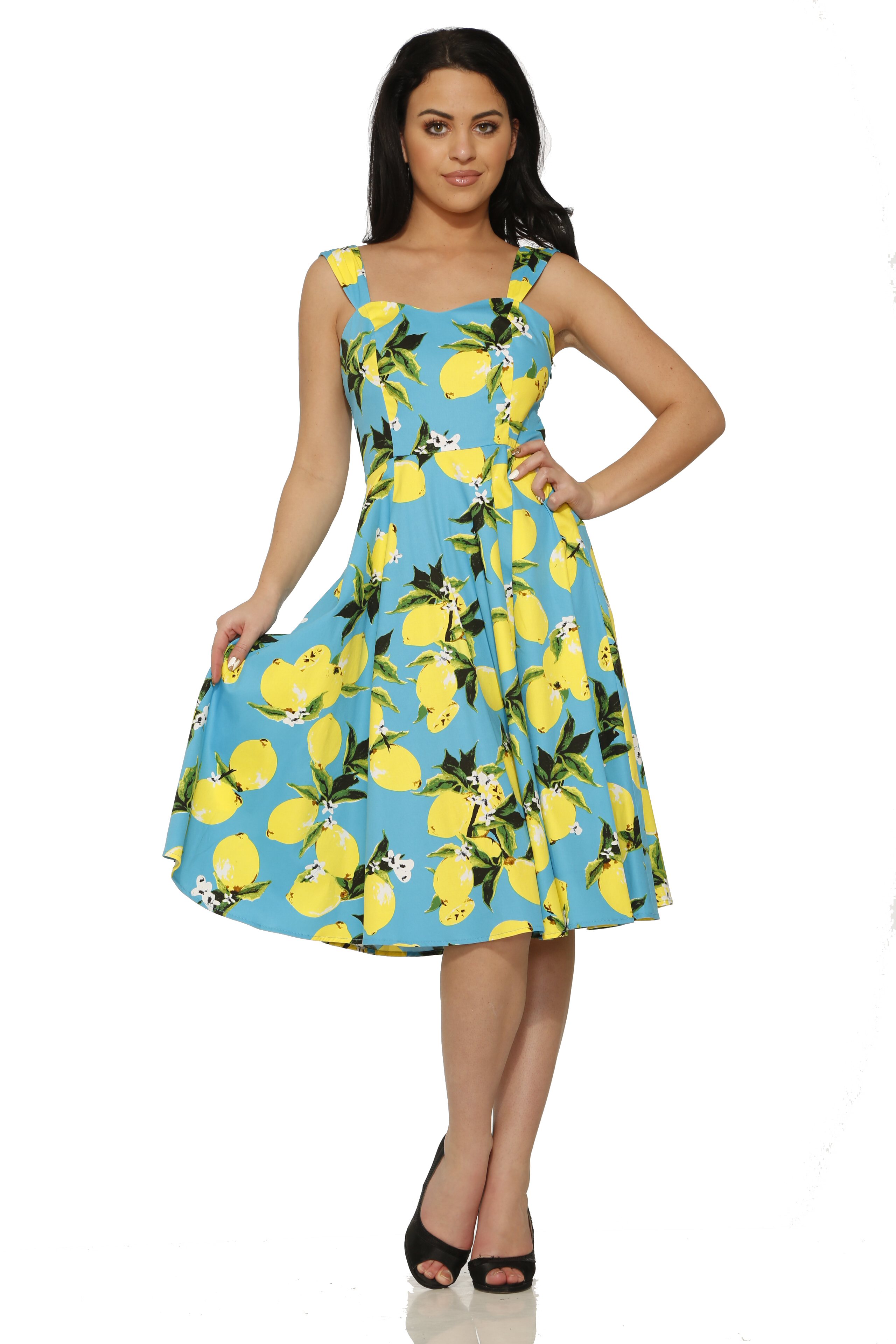 3558 Lemon Sundress in Aqua Blue - Orchid Bloom